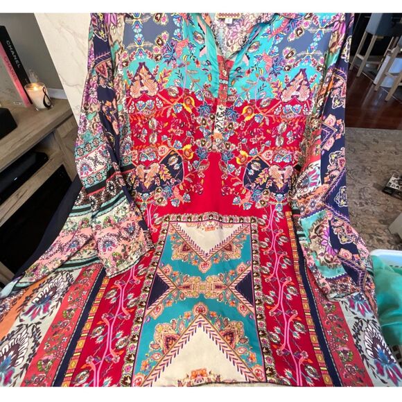 Stunning Johnny Was silk tunic; size small EUC boho chic - Picture 2 of 6